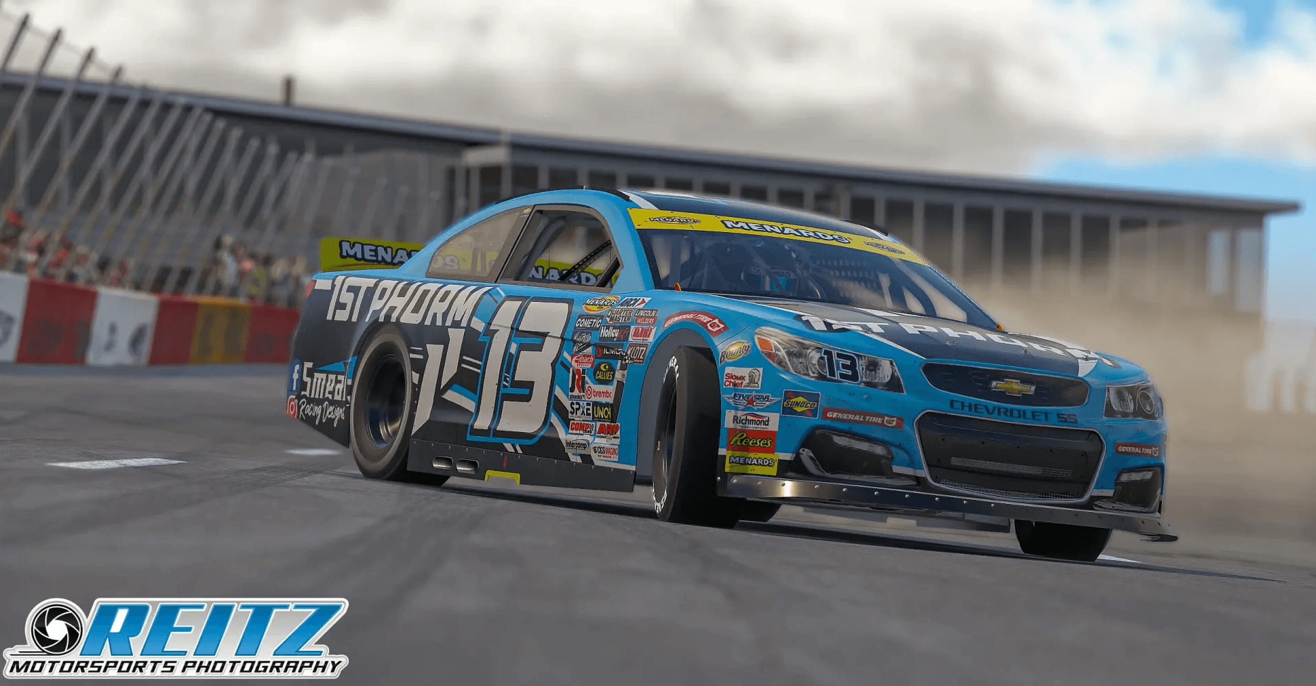 Tyler Barnett driving the blue No. 13 at speed